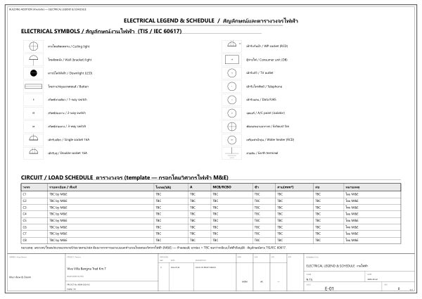 Sheet E-01 — Electrical Legend & Schedule