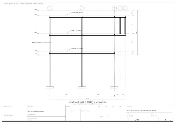 Sheet S-02 — Steel Structure — Frame Elevation (Grid A)